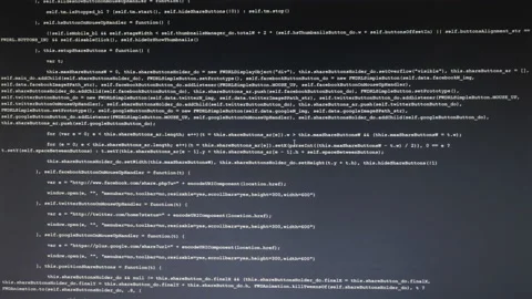 Program code web software development, close-up screen front view Stock Footage 142898538
