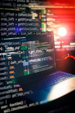 Program code written listing . Abstract background and coding technology ba.. Stock Photos