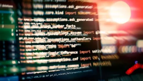 Program code written listing . Abstract background and coding technology ba.. Stock Photos