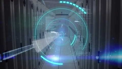 Program codes and 5G written in the middle of a futuristic circles Video stock 108945596