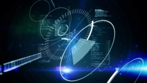 Program codes and 5G written in the middle of a futuristic circles Video stock 109164718
