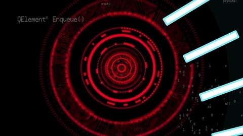 Program codes and 5G written in the middle of a futuristic circles Video stock 109171906