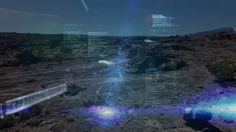 Program codes and a barren field Stock Footage 107683209