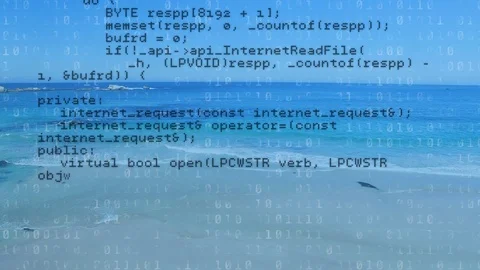 Program codes and the beach Stock Footage 107684295