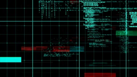Program codes and colorful glitches Stock Footage 107703260