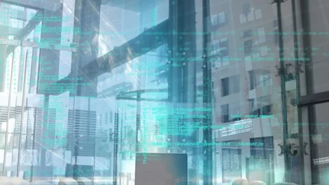 Program codes and empty office Stock Footage 107708454