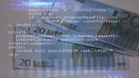 Program codes and euros Stock Footage 107678978