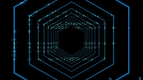 Program codes and hexagon patterns Video stock 108880490