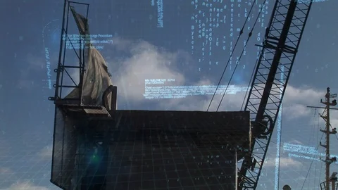 Program codes and a lifting machine Stock Footage 107704541