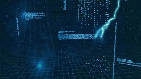 Program codes and lightning Stock Footage 108881036