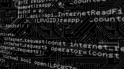 Program codes on a circuit board Stock Footage 112011294