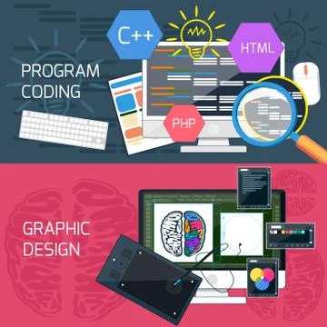Program coding and graphic design Stock Illustration