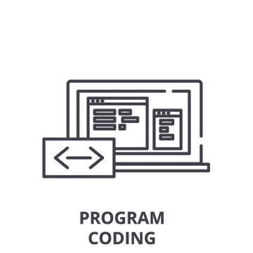 Program coding line icon concept. Program coding vector linear illustration イラスト素材