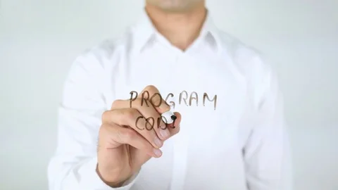Program Coding, Man Writing on Glass Stock Footage 77961255