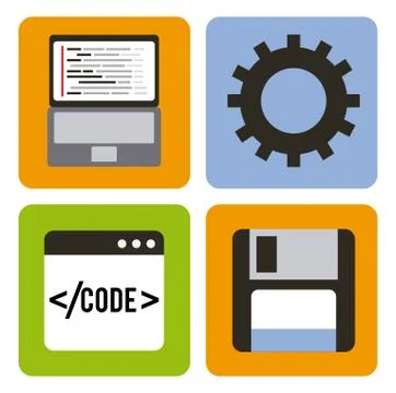 Program coding set icons web design Stock Illustration