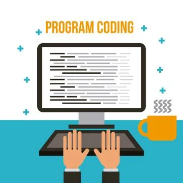 Program coding wed software development languages process Stock Illustration