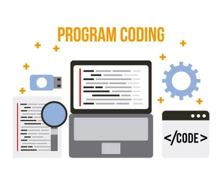 Program coding wed software development languages process Stock Illustration