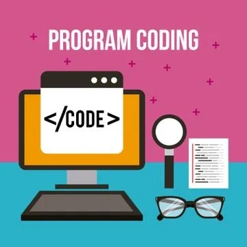 Program coding wed software development languages process Stock Illustration