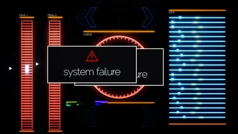 Program on the computer screen interrupted by system failure message, digital Stock-Footage 105785308
