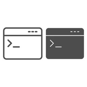 Program console line and solid icon. Application command input window symbol Stock Illustration