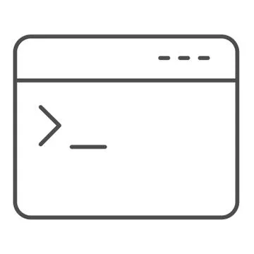 Program console thin line icon. Application command input window symbol, outline Illustrazione stock