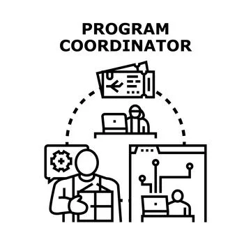Program coordinator managing project tasks organization planning Stock-Illustration