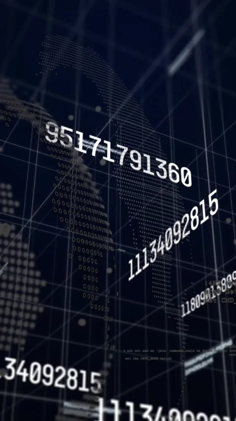 Program creates financial data video with a spinning globe backdrop. 動画素材 344679049