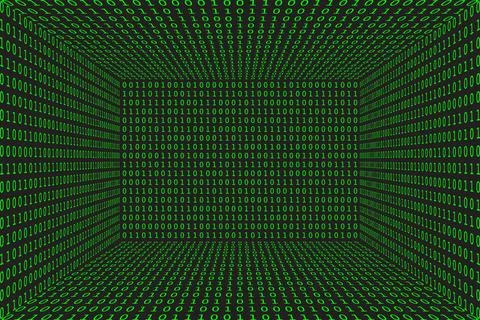 Program datum 3d background. Green programming binary coding. Matrix vector Stock Illustration