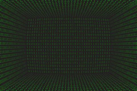 Program datum 3d background. Green programming binary coding. Matrix hacker.. Illustrazione stock