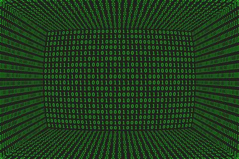 Program datum 3d background. Green programming binary coding. Matrix vector Stock Illustration