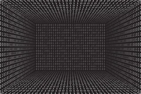 Program datum 3d background. Programming binary coding. Matrix hacker vector Stock Illustration