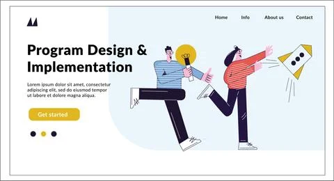 Program Design Implementation landing page heading concept Template for websi Stock Illustration