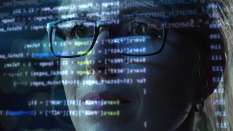 Program Developer Face with Code Stock Footage 166297309
