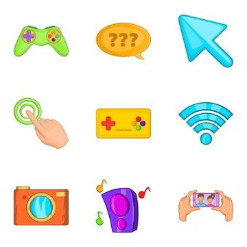 Program development icons set, cartoon style Stock Illustration