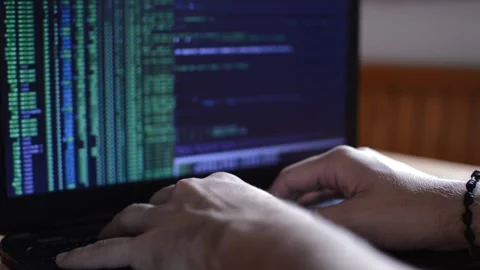 Program devloper using laptop for coding software. code program on laptop. Stock Footage 219322419