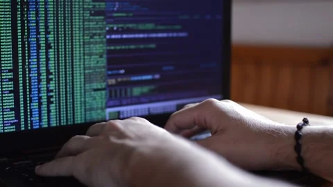Program devloper using laptop for coding software. code program on laptop. Stock Footage 219322480