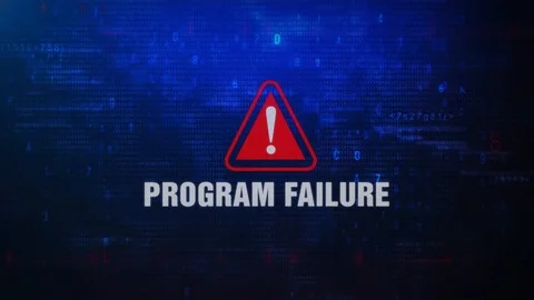 Program Failure Alert Warning Error Message Blinking on Screen . Stock Footage 98452351