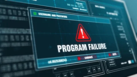 Program Failure Warning System Security Alert error message Computer Screen. Stock Footage 88294322