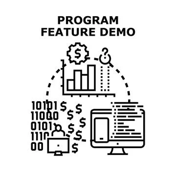 Program feature demo displaying software development performance Stock Illustration