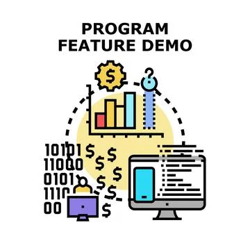 Program feature demo displaying software development performance Illustration