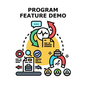 Program feature demo displaying workflow and development process 库存插图