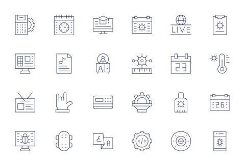 Program featuring 24 64x64 Vector Icons in Thin Line Design Stock Illustration