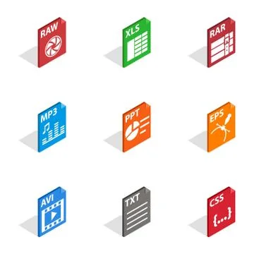 Program file icons, isometric 3d style Stock Illustration