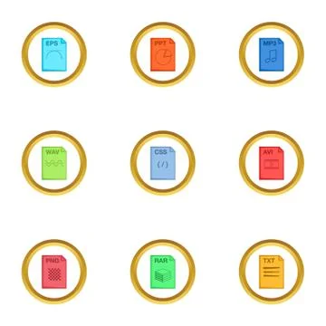 Program file icons set, cartoon style Illustration