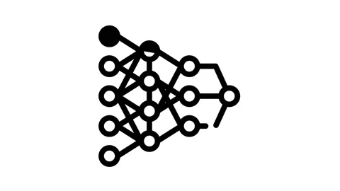Program hierarchy artificial intelligence black icon animation Stock Footage 156649383