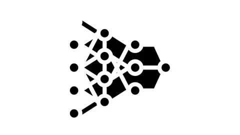 Program hierarchy artificial intelligence glyph icon animation Stock Footage 156650058