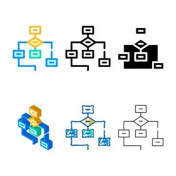 Program hierarchy color icon vector forms isolated Stock Illustration