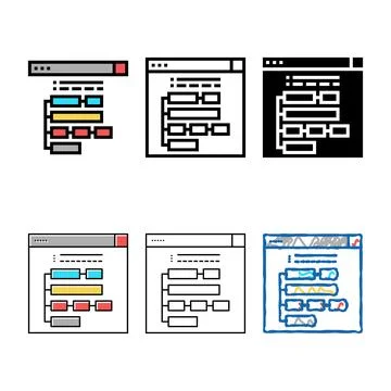 Program hierarchy color multipack icon vector Stock Illustration