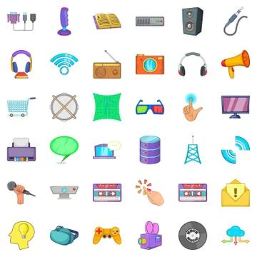 Program icons set, cartoon style 스톡 일러스트