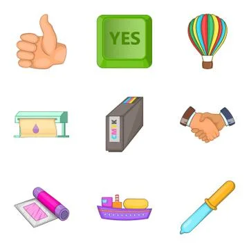 Program icons set, cartoon style Illustrazione stock